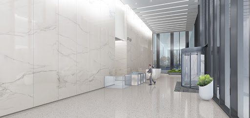 Large office foyer with sparkling clean floors